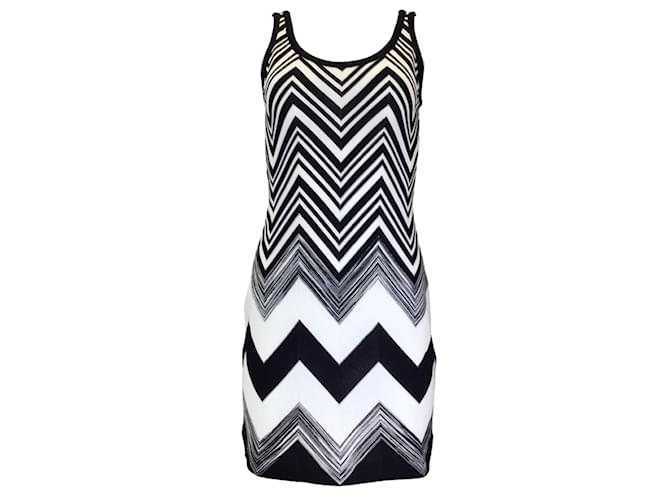 Missoni Black / White 2022 Sleeveless Zigzag Knit Mini Dress Cotton  ref.1225111
