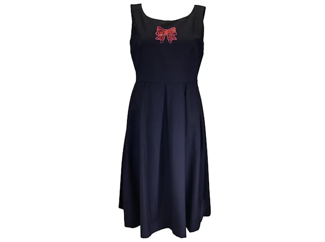 Vestido midi feminino Comme des Garcons azul marinho com detalhes em arco e cristal Algodão  ref.1225121