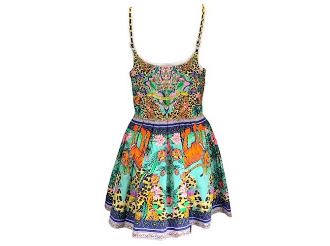 Mini-robe en coton imprimé ornée de strass multicolores Camilla  ref.1225122