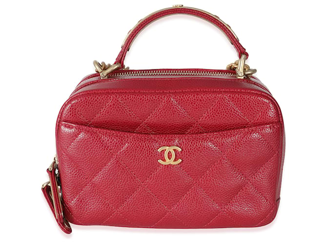 Mini bolso bowling de caviar acolchado rojo de Chanel Roja Cuero  ref.1225141