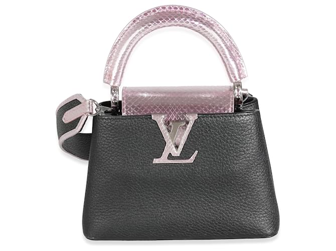 Louis Vuitton Black Taurillon Pink Python Mini Capucines Silver Steel  ref.1225187