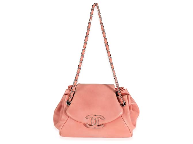 Timeless Chanel Coral Lambskin Sensual CC Accordion Flap Bag Pink Leather  ref.1225198
