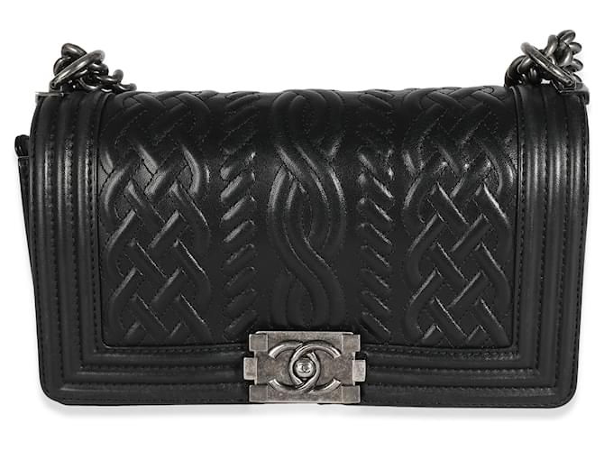Chanel Black Lambskin Celtic Medium Boy Bag Leather  ref.1225211