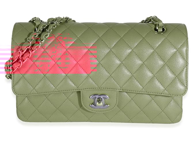 Timeless Chanel Dark Pink Quilted Caviar Medium Classic Double Flap Handbag Leather  ref.1225225