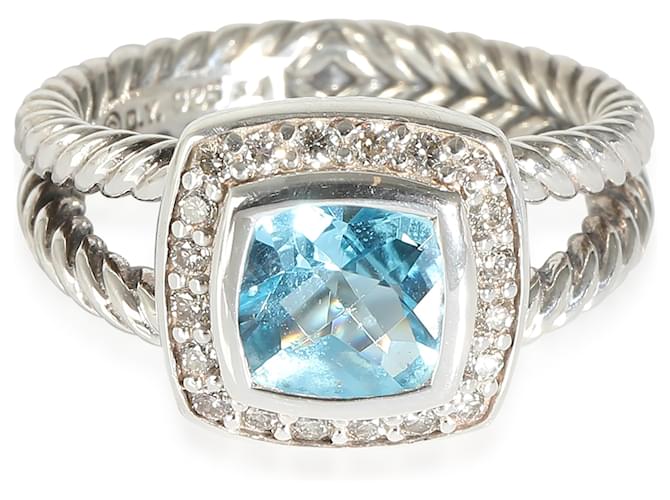 David Yurman Petite Albion Blue Topaz Ring in Sterling Silver 0.17 ctw  ref.1225232