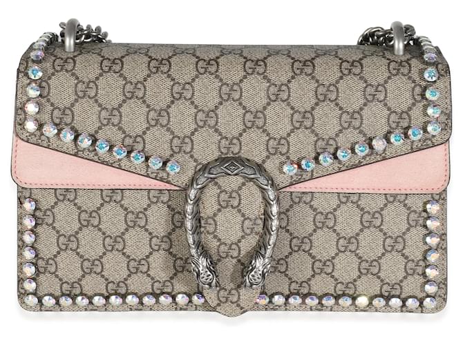 Gucci Pink Beige GG Supreme Canvas Small Crystal Dionysus Cloth  ref.1225237