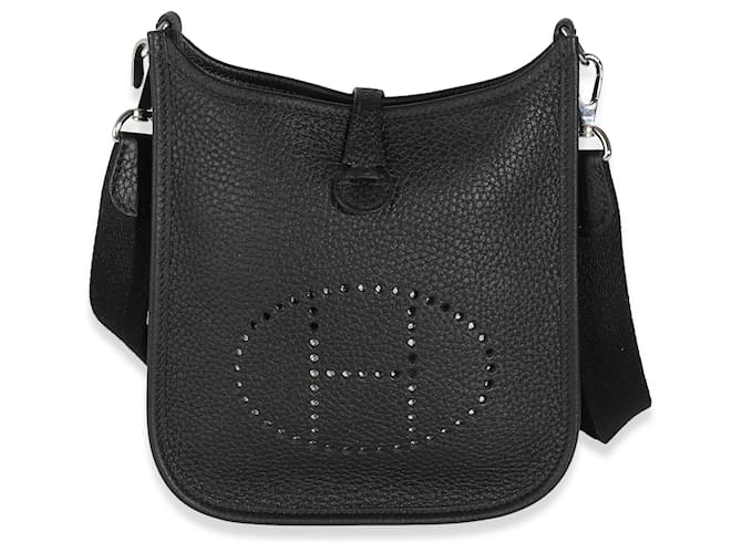 Hermès Black Clemence Mini Evelyne TPM 16 PHW Leather  ref.1225271