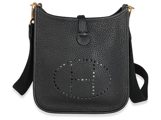 Hermès Black Clemence Mini Evelyne TPM 16 GHW Leather  ref.1225278