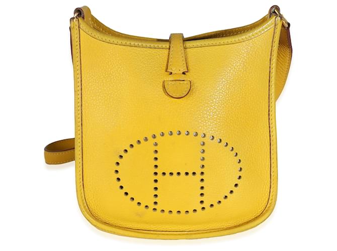 Hermès Jaune Ambre Clemence Mini Evelyne 16 TPM GHW Yellow Leather  ref.1225290