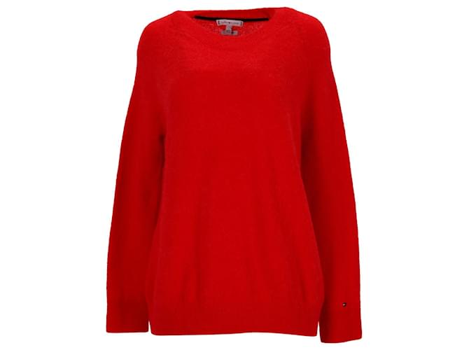 Suéter feminino Tommy Hilfiger com mistura de lã de alpaca em nylon vermelho  ref.1225484