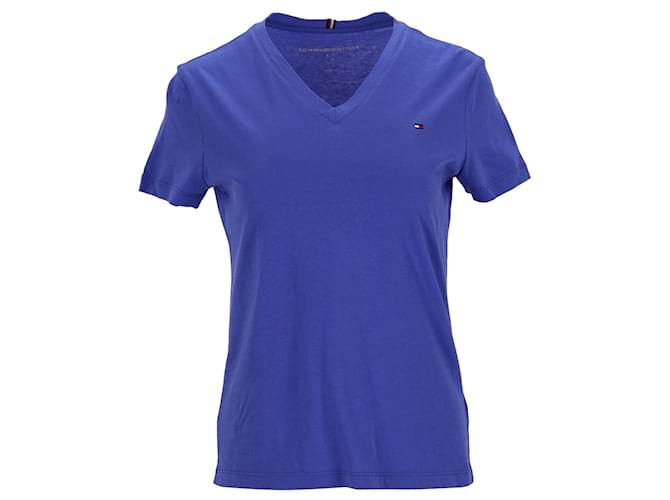 Tommy Hilfiger Camiseta de algodón orgánico con cuello en V para mujer Púrpura  ref.1225489