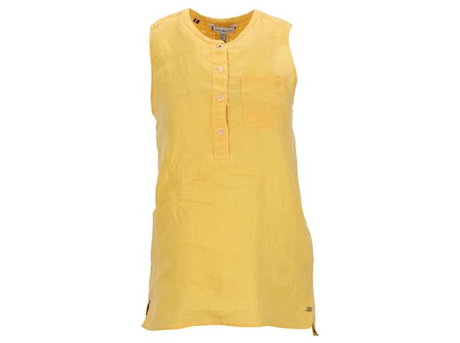 Tommy Hilfiger Womens Linen Sleeveless Blouse Yellow  ref.1225492