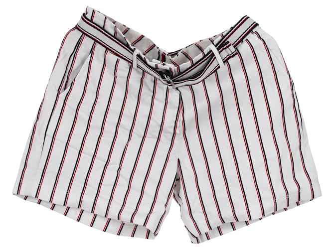 Tommy Hilfiger Womens Stripe Bermuda Shorts White Cotton  ref.1225495
