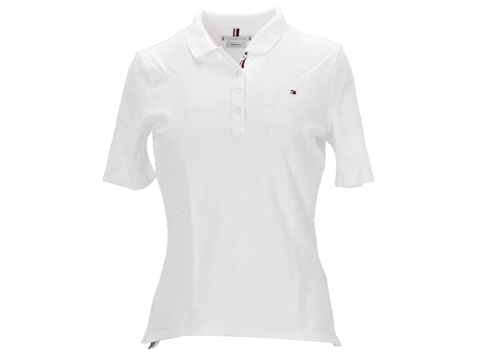 Polo feminino Tommy Hilfiger Essential manga curta regular fit em algodão branco  ref.1225497