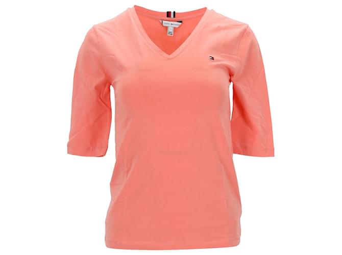 Tommy Hilfiger Womens Essentials Slim Fit Half Sleeve T Shirt Peach Cotton  ref.1225504
