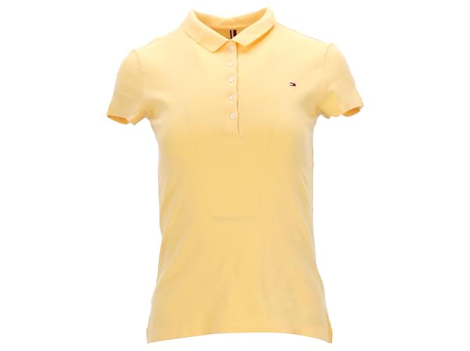 Tommy Hilfiger Polo de algodón elástico de corte ajustado para mujer en algodón amarillo  ref.1225507