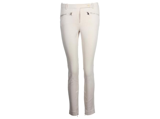 Pantalones pitillo con bolsillo con cremallera en algodón color crema Loro Piana Blanco Crudo  ref.1225516