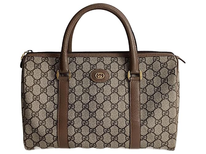 Gucci Boston Supreme Vintage GG Handtasche Beige Leinwand  ref.1225518