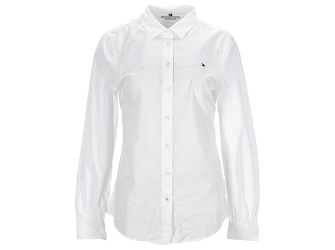 Tommy Hilfiger Tailliertes Damen-Hemd aus Baumwollpopeline Weiß Baumwolle  ref.1225523