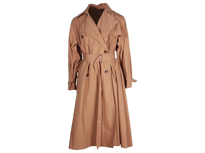 Max Mara Double-Breasted Trench Coat in Brown Cotton  ref.1225527