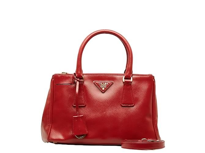 Prada Saffiano Double Zip Lux Tote  BN2316 Red Leather  ref.1225569