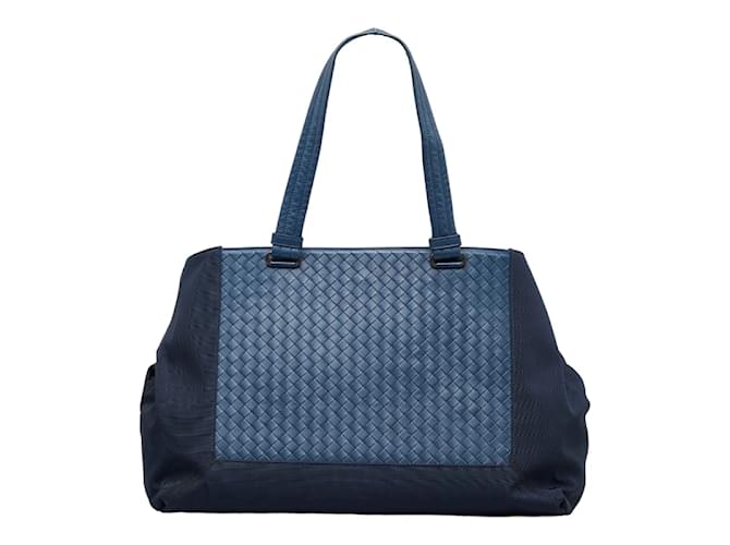 Bottega Veneta Intrecciato Two Tone Handbag Blue Leather Pony-style calfskin  ref.1225574