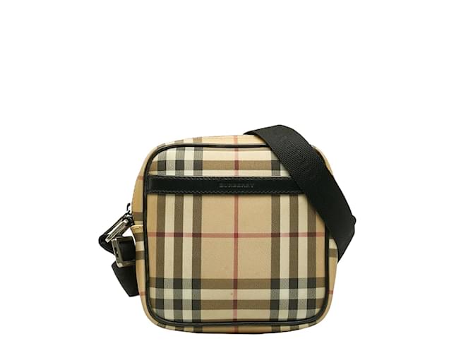 Burberry Nova Check Crossbody Bag  Canvas Shoulder Bag in Good condition Brown Cloth  ref.1225587