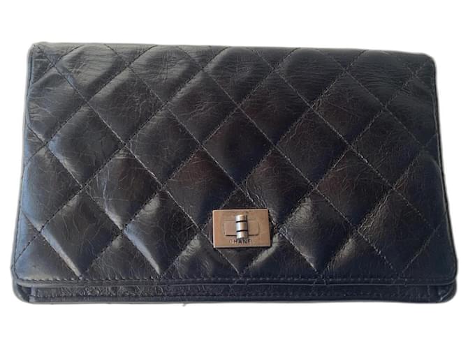Chanel 2.55 Black Leather  ref.1225667