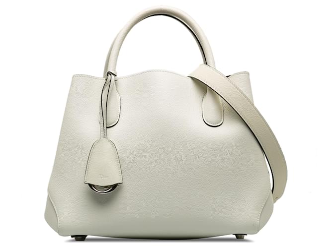 Dior White Small Open Bar Tote Leather Pony-style calfskin  ref.1225696