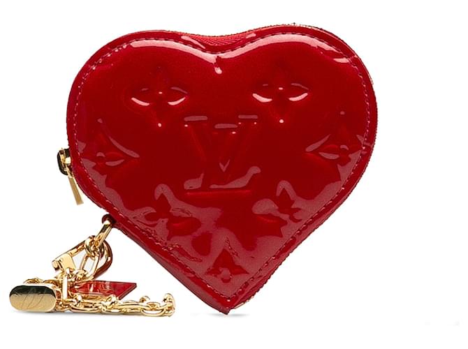 Louis Vuitton Red Monogram Vernis Heart Coin Purse Leather Patent leather  ref.1225718