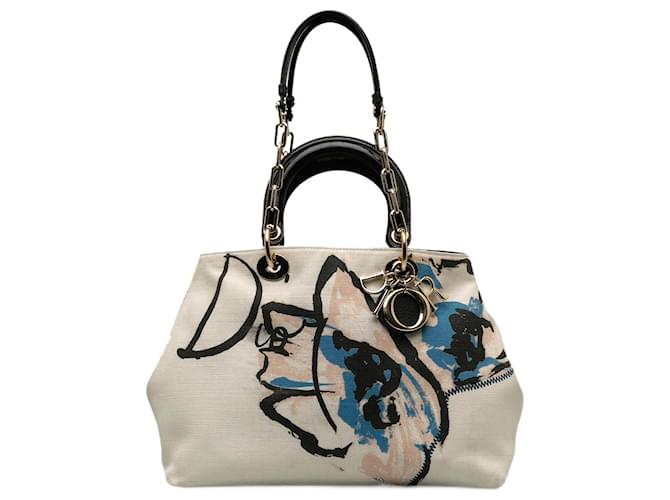 Cartable Diorissimo en toile blanche Dior Cuir Veau façon poulain Tissu  ref.1225724