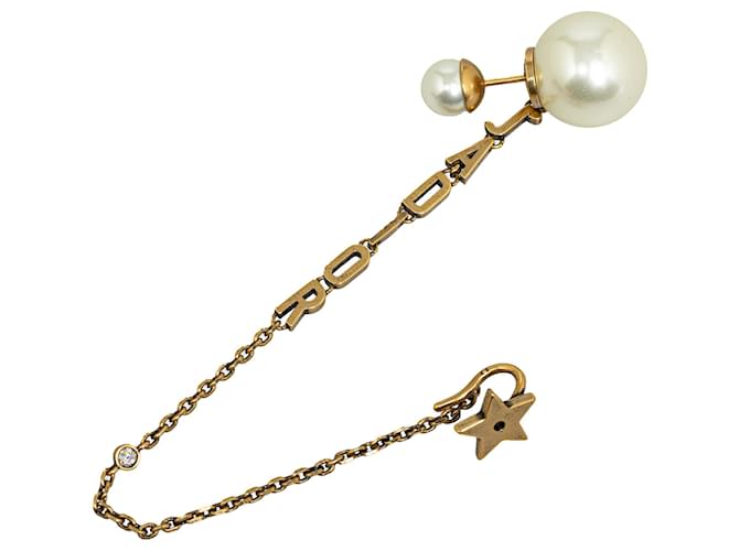 Orecchino J'Adior Dior color oro con perle finte e cristalli D'oro Metallo Placcato in oro  ref.1225741