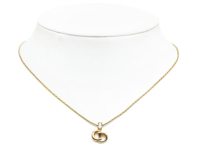 Goldfarbene Dior-Halskette mit CD-Logo-Anhänger Golden Metall Vergoldet  ref.1225742
