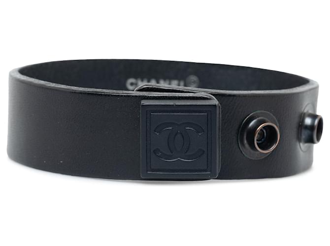 Bracelet en cuir CC noir Chanel Veau façon poulain  ref.1225747