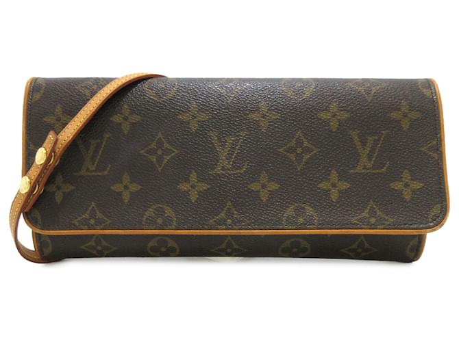 Louis Vuitton Brown Monogram Pochette Twin GM Leather Cloth  ref.1225749
