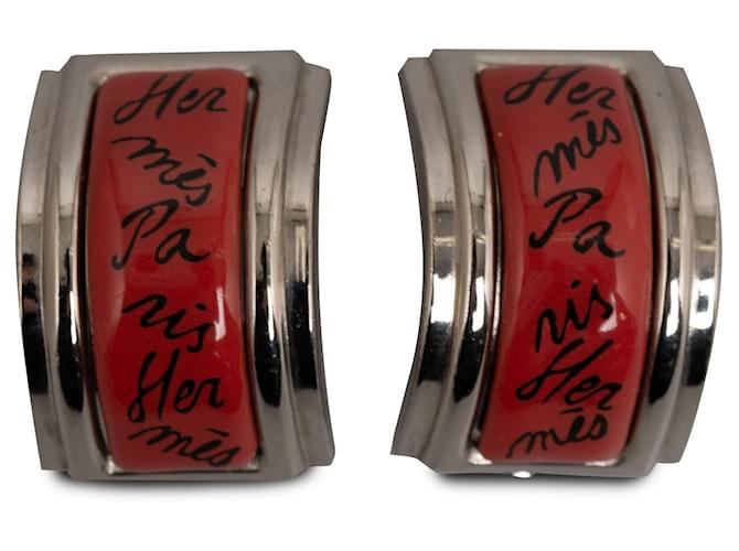 Hermès Hermes Red Enamel Clip On Earrings Metal  ref.1225752