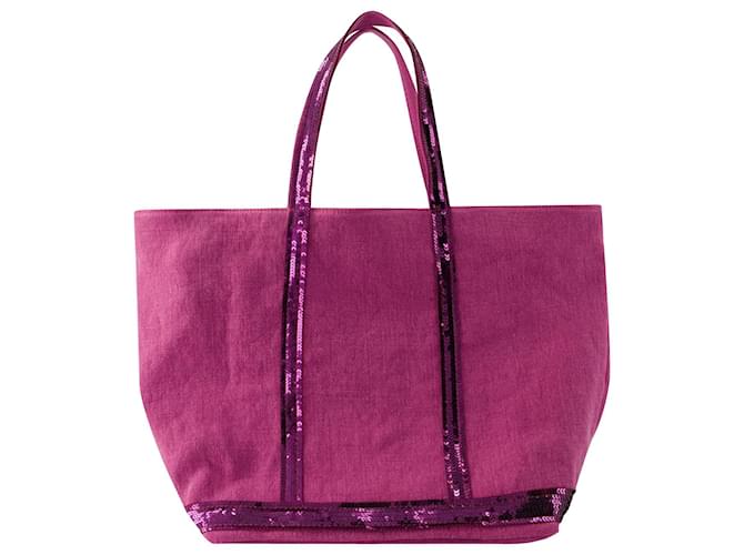 Cabas L Shopper Bag - Vanessa Bruno - Linen - Pink Sorbet