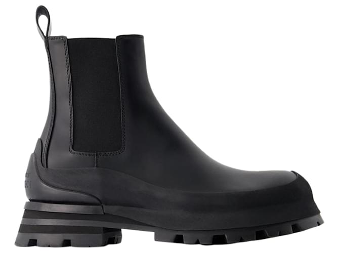 Wander Ankle Boots - Alexander McQueen - Calfskin - Black Leather Pony-style calfskin  ref.1225833