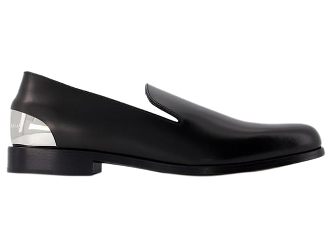 Metal Heel Loafers - Alexander McQueen - Leather - Black/silver Pony-style calfskin  ref.1225839