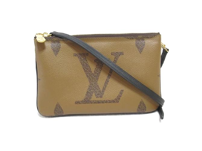 Louis Vuitton Monogram Giant Reverse Double Zip Pochette M69203 Brown Cloth  ref.1225963