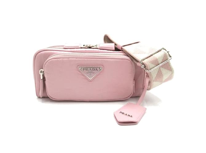Prada Nappa Antique Multi-Pocket Shoulder Bag 1BH198UVLF0E18 Pink Leather Pony-style calfskin  ref.1225971