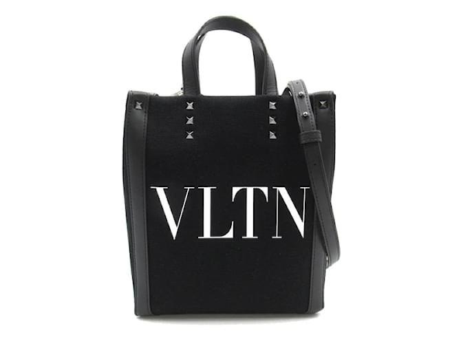 Valentino Mini Logo Ecolab Shopper Tote  3Y2b0b78PYY0NI Black Cloth  ref.1225972