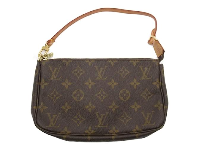 Louis Vuitton Monogram Pochette Accesorios Bolso de tocador de lona M51980 En muy buenas condiciones Castaño Lienzo  ref.1225981