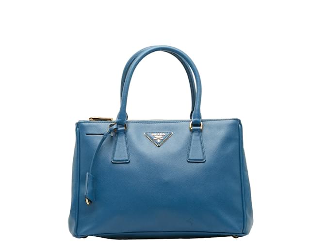 Prada Saffiano Galleria Handbag Blue Leather Pony-style calfskin  ref.1225996