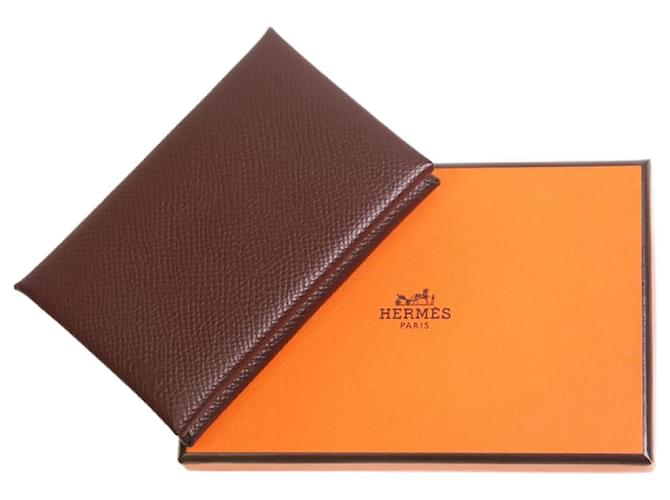 Hermès Porte-cartes en cuir marron  ref.1226011