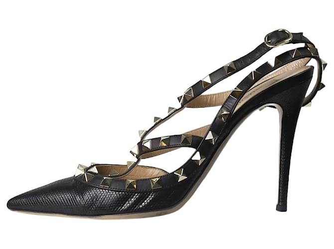Valentino Black rockstud heels - size EU 39 Leather  ref.1226013