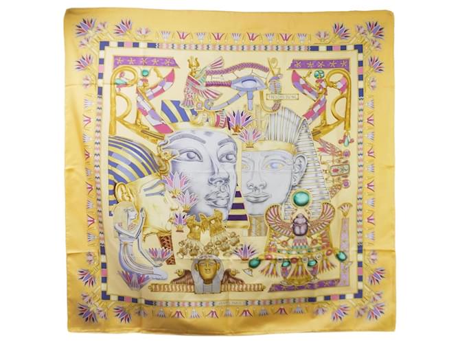 Hermès Yellow sphinx print scarf - size Silk  ref.1226016