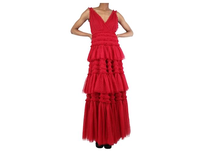 Needle & Thread Dark red mesh tier dress - size UK 4 Polyester  ref.1226024