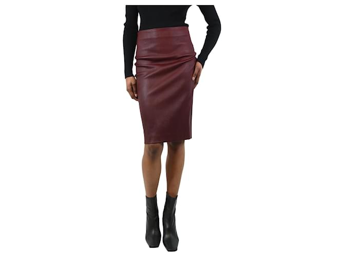 Theory Burgundy leather pencil skirt - size UK 6 Dark red  ref.1226041