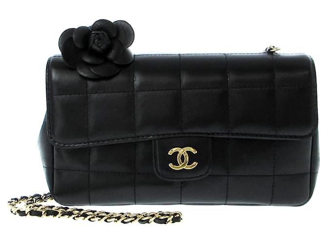 Chanel Camellia Black Leather  ref.1226109